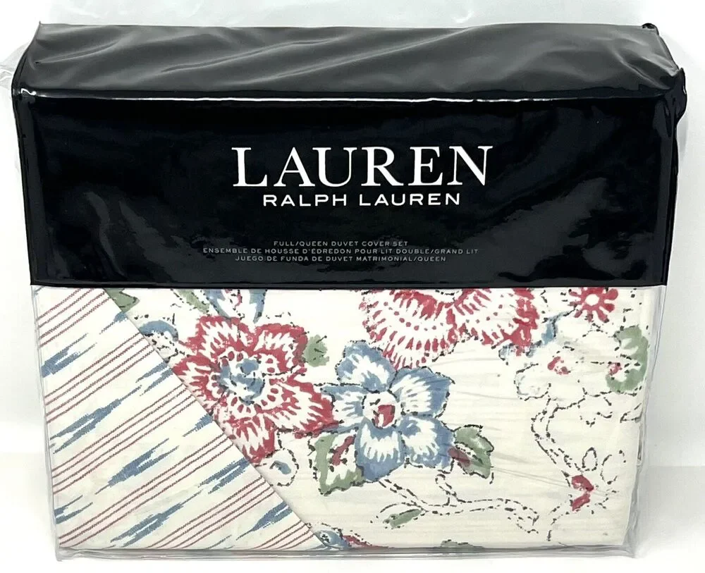 Ralph Lauren Lucie Floral Full Queen Duvet Cover Set Cream Multi NIP Reversible